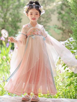 女童汉服连衣裙中大童公主裙夏季2025新款古装女孩古风裙子#女童汉服连衣裙 #新中式穿搭 #国风古韵 #谁穿谁好看系列 #公主裙仙女裙