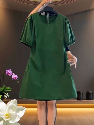 #大码女装#遮肚子藏肉显瘦纯色连衣裙#不怕你胖就怕你不时尚#微胖女生夏天就要大胆穿#谁穿谁好看