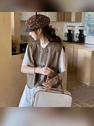 欧货复古PU皮马甲女外穿2025秋季新款安可拉红无袖坎肩皮马夹外套#女装 #秋季穿搭 #爆款热卖中 #谁穿谁好看 #热门