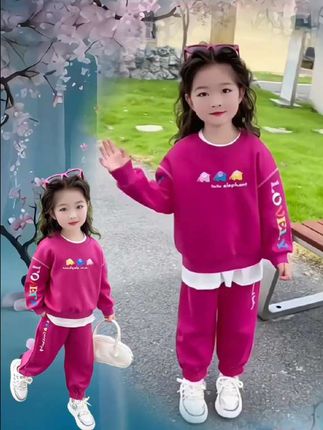 女童套装秋季新款洋气儿童时髦休闲运动女宝宝卫衣两件套 #女童卫衣套装 #女宝套装 #女童运动套装 #女童休闲套装 #女童秋装套装