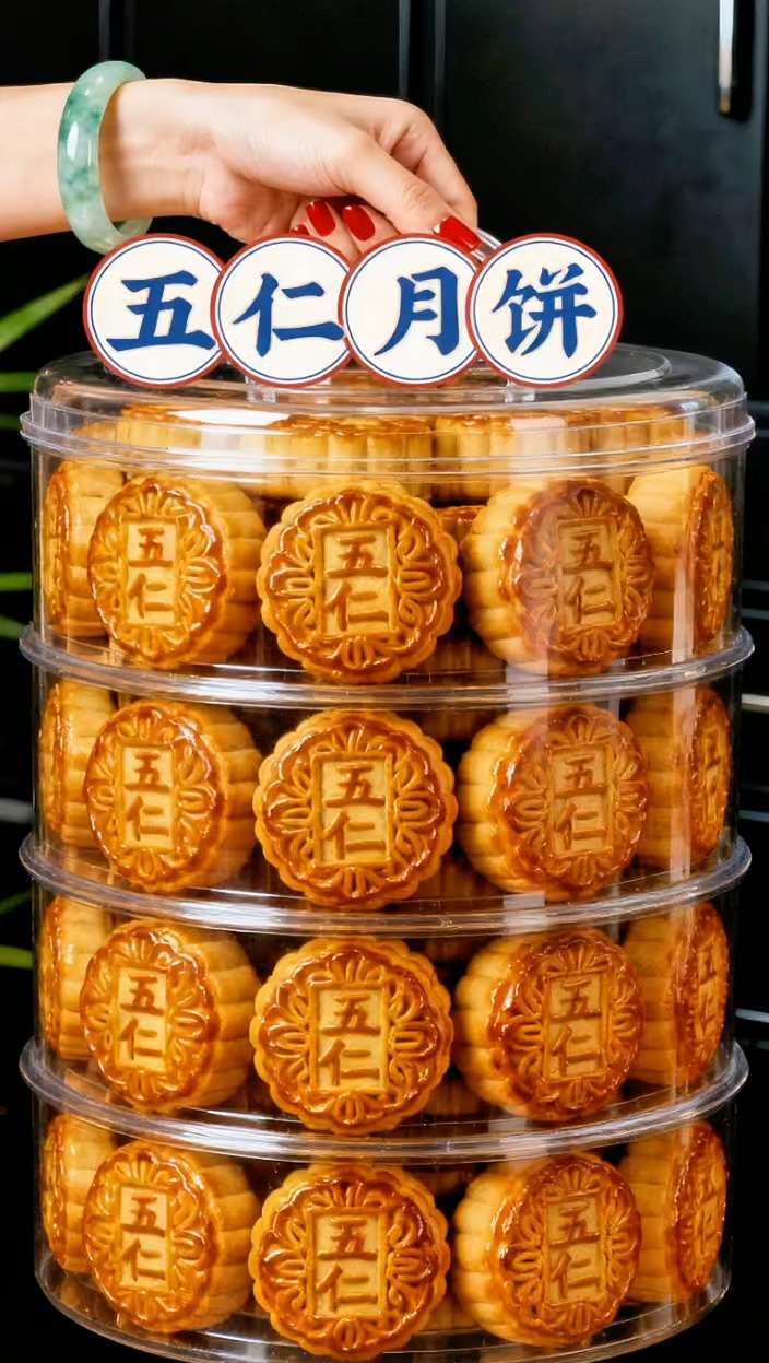 五仁月饼。#手工老式正宗五仁月饼 #月饼 #传统糕点#五仁月饼才是最好吃的月饼 #快来一起尝个鲜 一口入魂!老式老五仁,瞬间唤醒童年中秋味。 一掰酥到掉渣!核桃仁、杏仁等馅料满塞饼皮,满口都是坚果颗粒,甜度刚好不腻,醇厚香气直勾儿时中秋记忆。 日常配茶超惬意,中秋送长辈超暖心。地道老味道,选它准对!