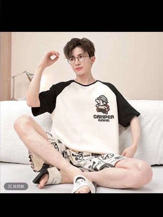 夏季新款纯棉卡通短袖短裤青少年休闲可外穿家居服#纯棉睡衣#潮男必备#休闲家居服#爆款热卖中#阳光帅气 @抖音小助手 @DOU+上热门 @DOU+好生意