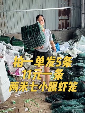 #虾笼 #渔网 #捕鱼网笼推荐 #逮鱼摸虾 #养殖网 想要逮鱼多,价格又便宜的虾笼,可以选这款55元发2条的两米七笼子