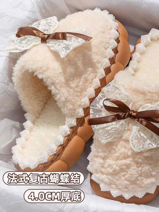 棉拖鞋女士秋冬季2025新款室内,家居防滑保暖毛绒绒厚底蝴蝶结棉拖#拖鞋 #居家拖鞋 #网红拖鞋 #毛毛鞋