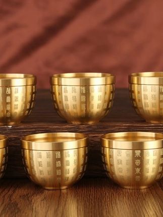黄铜百福一口杯一两杯茶杯酒杯供杯摆件礼品工艺品金色工艺饰品#百福一口杯 #百福杯 #茶杯 #工艺品摆件 #酒杯