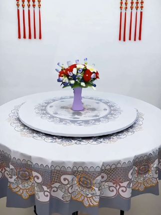 新中式免洗餐桌布,古韵纹理邂逅现代便捷。一抹雅致,守护餐间洁净,生活更添从容。#大圆桌布防水防油防烫 #大圆桌布推荐