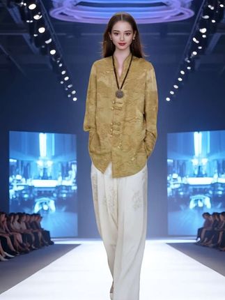 #一分钟看懂巴黎时装周 #说好的随便穿穿去看秀 #如果上班都穿流光高智风#早秋贵气感穿搭 #国风印花立领长袖衬衫