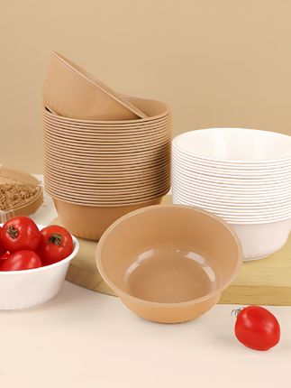 【9快9包邮抢50只】稻壳一次性餐具碗加厚可降解食品级家用户外火锅,真的太好用了#一次性餐具 #家家必备