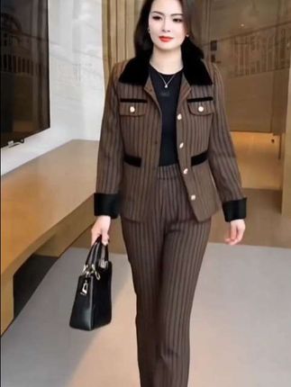 春秋新款休闲气质显瘦时尚洋气减龄修身套装,