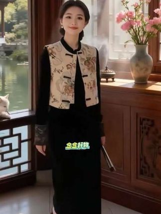 2025新款国风复古三件套,新中式刺绣盘扣马甲金丝绒连衣裙套装女装#新中式国风 #新中式穿搭 #国风古韵 #晒晒我的秋日穿搭 #显瘦穿搭@Dou+抖爸爸巨量热点 @Dou抖音流量扶持