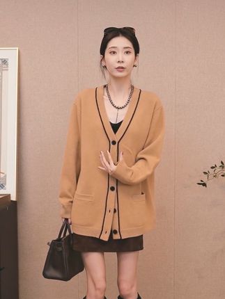 CHENSMCHEN绵羊毛V领长袖针织衫女休闲百搭宽松显瘦开 #陈什么陈 #秋季新款 #针织开衫 #高级感穿搭 #轻奢女装