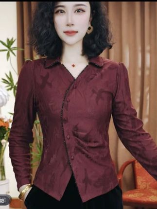 秋季新款休闲洋气长袖气质百搭不规则显瘦上衣翻领小衫#面料柔软舒适 #超便宜超划算 #谁穿谁好看 #爆款热卖中 #dou