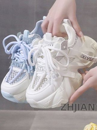 C网红时尚水钻情侣老爹鞋女2025新款夏季网面透气百搭休闲运动鞋#夏季穿搭 #便宜又好穿 #潮鞋推荐好看不贵 #只做高品质 #显高显瘦