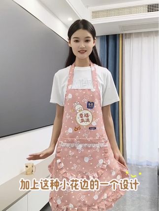 挂脖可爱印花围裙,大口袋收纳耐脏耐磨,多色可选#源头工厂 #围裙 #工作服 #在抖音入手的好东西 #无限回购的宝藏单品