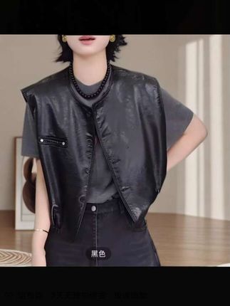 欧货复古PU皮马甲2025早秋新款软蛋白皮无袖坎肩#PU皮马甲#无袖坎肩#马甲背心外套#高级感穿搭#谁穿谁好看