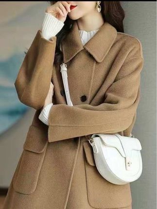 秋冬新款韩版宽松中长款毛呢外套女,双排扣显瘦呢子大衣 #穿搭 #简约大气高级感毛呢外套 #大衣外套 #秋冬穿搭 #高级感穿搭