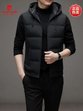 #男士休闲羽绒马甲#秋冬季新款外穿带帽无袖羽绒服背心