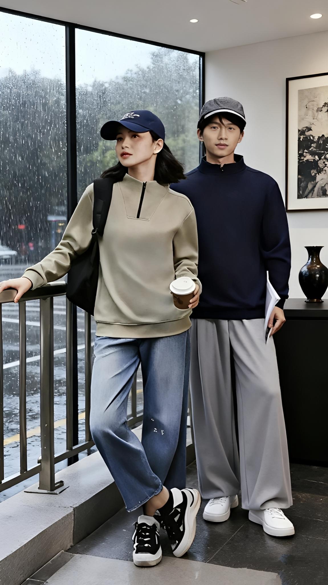 男女同款立领拉链加绒保暖运动时尚棉卫衣#男女同款卫衣 #情侣卫衣男女同款 #加绒保暖 #简约大气