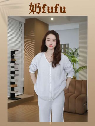 #HELA AOMI “奶fufu”简约休闲风家居服长袖睡衣套装