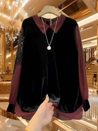 #大码女装#百搭上衣#气质上衣#丝绒上衣