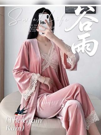 【芭蕾三件套】秋冬丝绒带胸垫新款网红显瘦吊带长袖大码吊带睡裙#时尚女装 #时尚穿搭