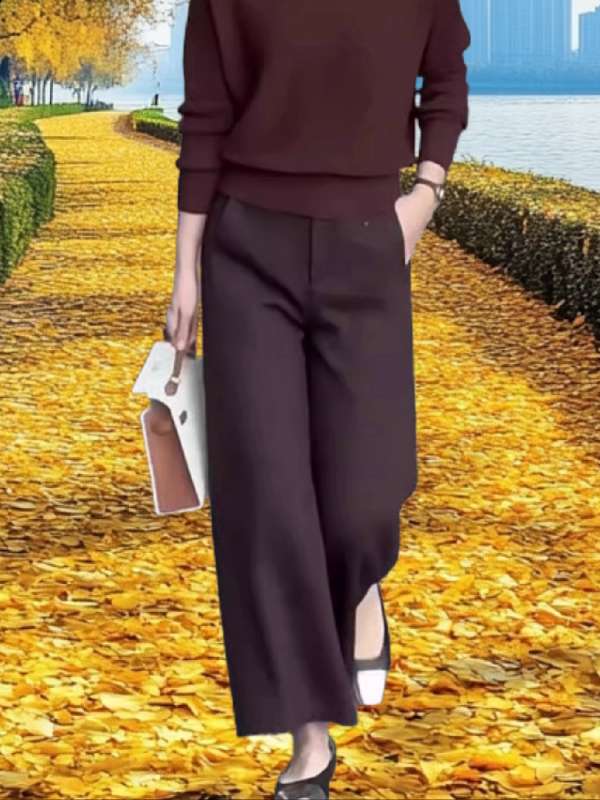 美拉德咖色阔腿裤女秋冬2025直筒裤子!#优雅气质 #春秋穿搭 #显高显瘦显腿长 #穿出自信穿出美丽 #洋气减龄