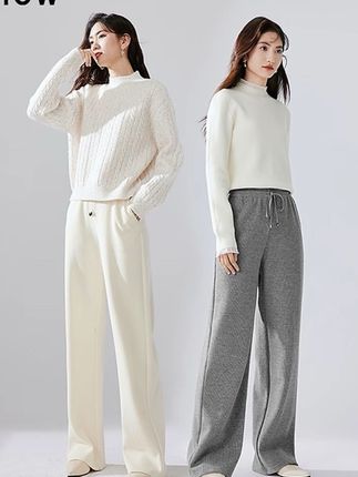 红袖秋季2025新款女装 亲肤加绒装坑条高腰阔腿裤90123401201#爆款热卖中 #时尚休闲穿搭 #优雅气质穿搭 #减龄显瘦穿搭 #谁穿都好看