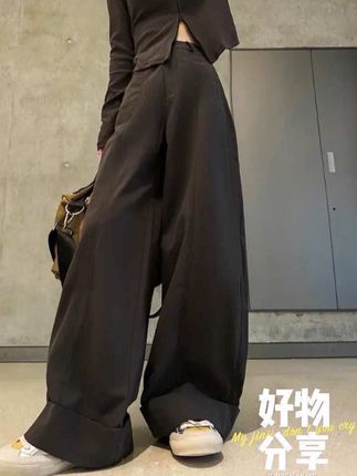 动感少女美式复古时尚水洗直筒休闲裤女2025初秋新款显瘦阔腿裤子#休闲裤 #秋季穿搭 #显瘦穿搭 #百搭裤子 #直筒裤