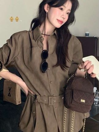 Cute Club 甜美风简约高级收腰长袖衬衫秋季宽松休闲百搭上衣#女装#女装穿搭 #穿搭分享 #气质这一块拿捏死死的 #秋季新款