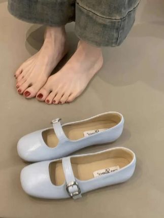 温柔仙女芭蕾单鞋#软底小单鞋 #小众设计感一字扣浅口单鞋#时尚美鞋 #气质百搭浅口小皮鞋女