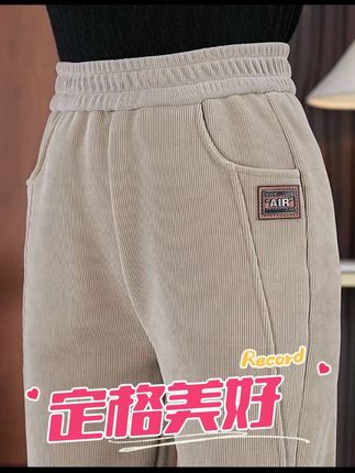 秋秋冬哈伦裤加绒休闲裤2025新款显瘦高腰 直筒保暖长裤宽松小脚裤#女装穿搭 #休闲裤 #时尚显瘦穿搭 #裤子穿搭 #春秋穿搭