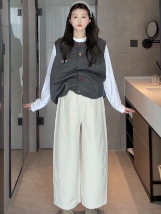 纯棉气球裤~孕妇2025年秋季新款阔腿奶奶裤宽松时尚显瘦裤子外穿#孕妇裤 #显高显瘦显腿长 #宽松版型 #韩系穿搭 #百搭裤子