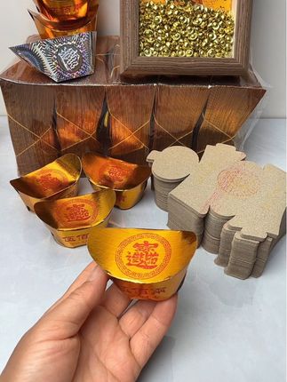 精品加厚印字硬卡手工折纸 #手工折纸 #折元宝 #折元宝 #半成品