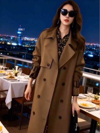 韩版风衣2025长款英伦风春秋休闲外套女大衣过膝大码女装高级感#风衣#高级感穿搭 #时尚气质穿搭 #优雅气质 #穿出高级感