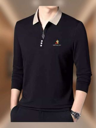 稻草人男士商务休闲翻领长袖POLO衫#品质男装#春秋新款#商务休闲#长袖POLO衫#高级感穿搭