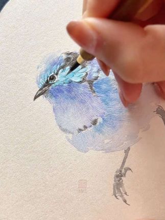 👁️眼妆打几分?#没骨画 #技法分享 #细尾鹩莺 #丝毛技法