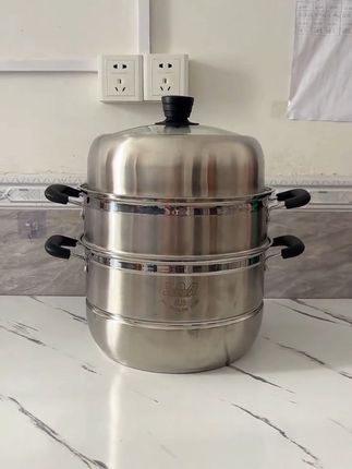 买了个304加厚不锈钢#蒸锅多层大容量不挑炉灶,家里人多蒸个包子,煮个粥,炖汤都很方便#蒸锅#304不锈钢#蒸煮一体锅推荐 #厨房好物@巨量干川