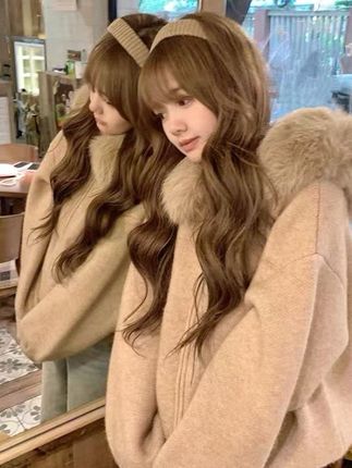 【大毛领毛衣】开衫外套女秋冬宽松显瘦软糯针织衫#强烈推荐 #穿搭 #今天穿什么 #韩系穿搭 #谁穿谁好看