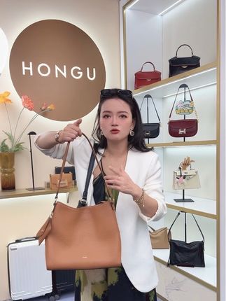 HONGU/红谷时尚新款真皮女士单肩腋下女包包牛皮托特包