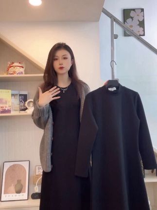 【现货+送运费险】配大衣连衣裙宽松休闲显瘦长裙女生韩系ins衣服#韩系穿搭 #ins风长裙 #显瘦连衣裙 #大衣搭配#时尚穿搭时尚穿搭时尚