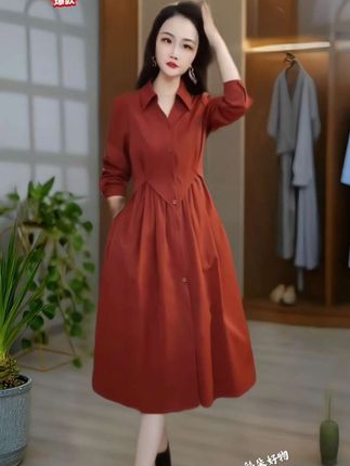 高级感轻奢纯色连衣裙2025秋季新款女士优雅气质显瘦遮肉中长裙潮#高级感穿搭#秋季上新#时尚百搭#遮肉显瘦#气质连衣裙