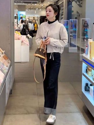 #时尚宽松外套#直筒裤女 #秋冬新款