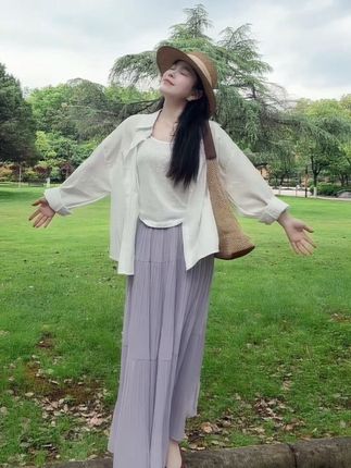 今天是温柔小姐姐#温柔风穿搭 #韩系穿搭 #小个子穿搭 #百搭衬衫 #大裙摆