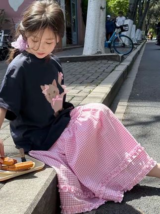 YOJIA【卡哇伊】2025年款衣服儿童短袖夏装洋气女童T恤短袖小孩衣服#夏季穿搭 #甜美穿搭 #小清新穿搭 #夏日穿搭 #夏款上新