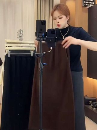 【醋酸羊绒+有口袋】小个子不开叉秋冬简约百搭松紧腰A版半身裙#秋冬穿搭 #半身裙 #简约大气 #面料柔软舒适 #保暖又好看