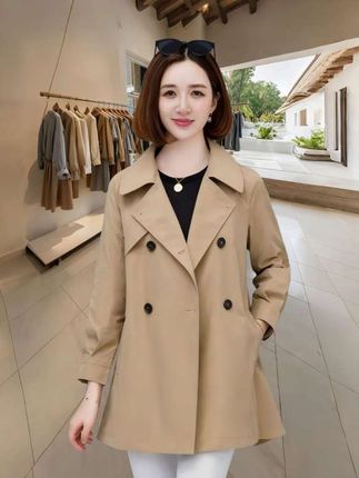 时尚百搭修身显瘦,啄木鸟中长款风衣外套#女装外套 #秋季新款 #风衣 #通勤搭配 #谁穿谁好看