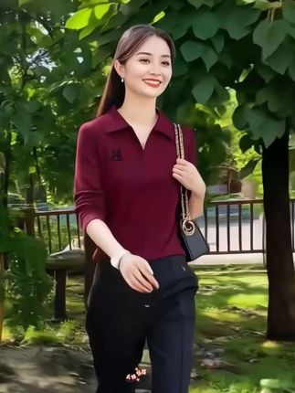清仓捡漏啄木鸟大码春秋季长袖T恤女时尚百搭翻领打底衫如果上班都穿流光高智风#轻松拿捏慵懒风穿搭#琥珀系才是松弛感天花板#随机穿搭挑战#国庆穿搭这就开始预备了