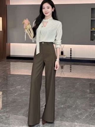 春秋新款纯色拼接高腰休闲宽松显瘦百搭阔腿裤#时尚穿搭时尚穿搭时尚 #女性气质穿搭 #简约大气 #时尚搭配服装 #高级感穿搭