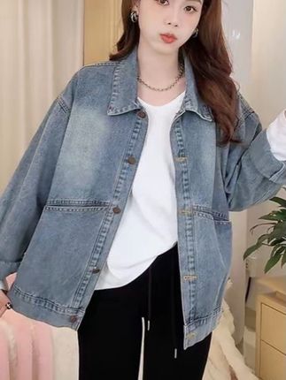 韩版气质宽松休闲牛仔外套女2025秋季新款设计感洋气减龄夹克上衣#牛仔裤 #牛仔外套穿搭 #外套穿搭 #穿搭分享 #复古牛仔外套