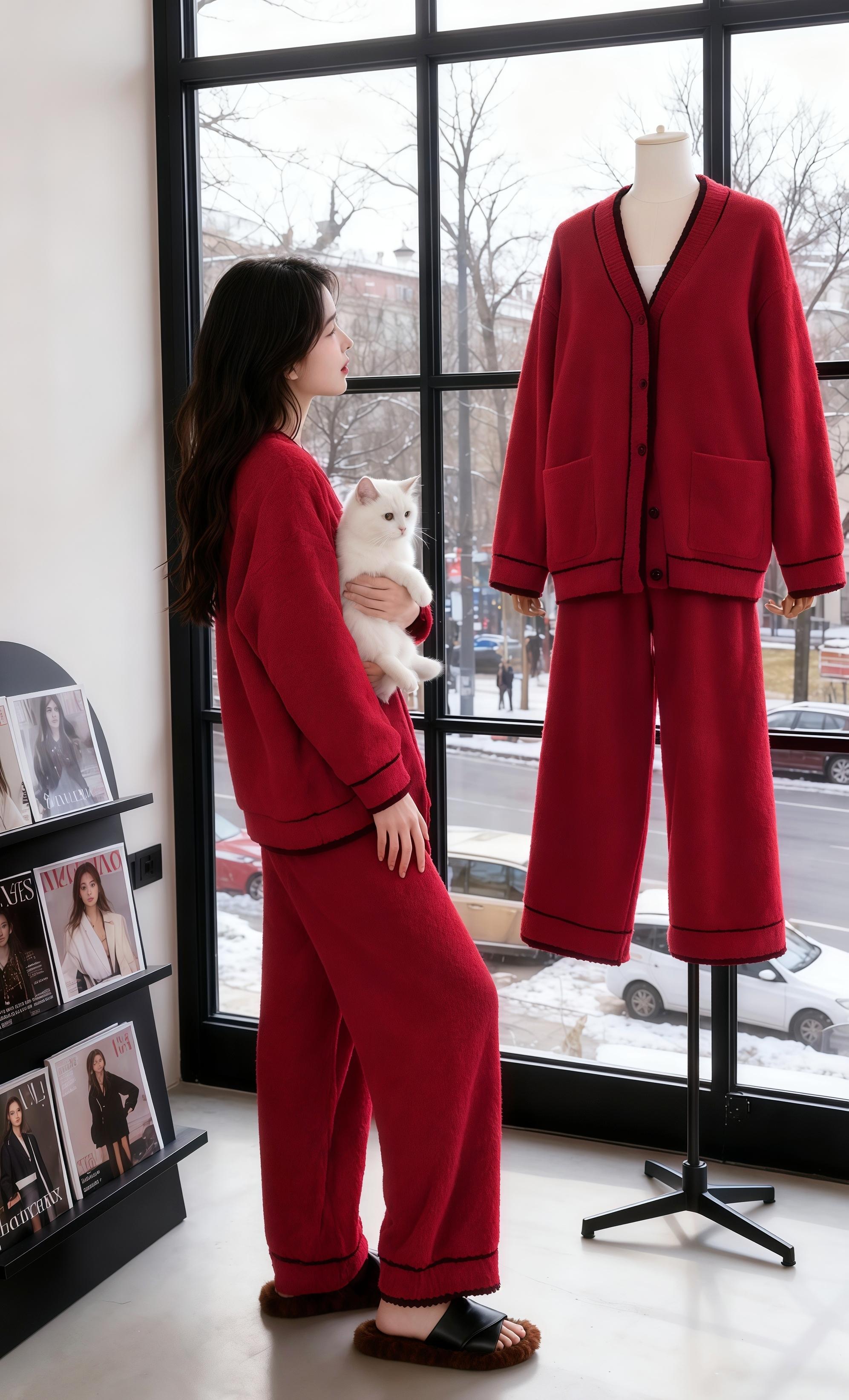 #睡衣家居服 #高级感穿搭 #面料柔软舒适 #秋冬穿搭 #红色系